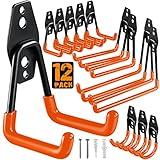 HUPBIPY 12 Pack Garage Hooks Heavy Duty,Utility Steel Garage Storage Hooks,Wall Mount Garage Hanger&Organizer for Organizing Power Tools,Ladders,Bulk Items,Bikes,Ropes and More Equipment