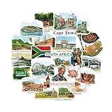 Navy Peony Spirited South Africa Travel Stickers (28pcs) - Hand-Illustrated, Cape Town, African-Themed Decals for Journals, Scrapbooks, Luggage