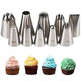 Kayaso Cake Decorating Icing Piping Tip Set, 10 X-large Decorating Tips Stainless Steel Plus 20 Disposable Pastry Bags