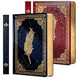 CAGIE 2 Pack 320 Pages Thick Hardcover Journaling Notebooks Vintage Leather Journal for Women Men A5 College Ruled Journals for Writing with Gift Box, 5.7 x 8.3 in, Dark Red