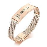 VNOX Epilepsy Medical Alert Bracelets for Men & Women with Adjustable Stainless Steel Mesh Emergency Medical ID Bracelets Wristband