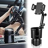 SCRWVESS Cup Holder Phone Mount, 2 in 1 Cup Holder Expander for Car Long Arm with 360°Rotation Cup Holder Cell Phone Holder for Car Compatible with All Smartphones