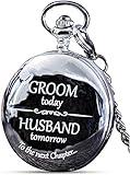 FJ FREDERICK JAMES Groom Gifts from Bride - Engraved 'Groom Today, Husband Tomorrow' - Groom Pocket Watch - Wedding Gift for Groom on Wedding Day I Gift for Groom from Bride on Wedding Day