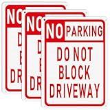 Tandefio 3 Pcs No Parking Sign Do Not Block Driveway Sign 10 x 14 Inches Aluminum Metal Sign Private Parking Sign, UV Protected Weather Resistant Durable Waterproof Easy to Mount