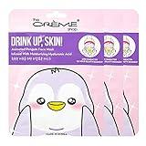 The Crème Shop Korean Skincare Beauty Full Facial Advanced Sheet Daily Natural Essence easy-to-use Soothing - Drink Up, Skin! Penguin Face Mask 3 Piece Value Set