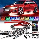 Nilight 4Pcs Car Underglow Neon Accent Strip Lights 252 LEDs RGB 8 Color Sound Active Function Music Mode with Wireless Remote Control Underbody Light Strips for Car Van SUV Truck