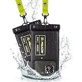 Pelican 2 Pack Marine - IP68 Waterproof Phone Pouch (Regular Size)-Floating Waterproof Phone Case for iPhone 16 Pro Max/ 15 Pro Max/ 14 Pro Max/ 13 - Detachable Lanyard - Black/Hi-Vis Yellow