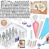 Kootek 140Pcs Icing Piping Bags and Tips Set, Frosting Piping Kit with 78 Numbered Icing Tips, 7 Russian Tip, 42 Pastry Bags 12 Inch, 5 Couplers, 4 Bag Ties for Cake Decorating, Cupcake, Baking