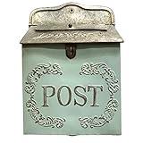 The Nifty Nook I Vintage Style Post Box I Nostalgic Charm Home Decor I Farmhouse Design I 15.9" Height x 11" Wide (Blue Rectangular)