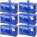 TICONN 6 Pack Extra Large Moving Bags with Zippers & Carrying Handles, Heavy-Duty Storage Tote Moving Boxes for Space Saving
