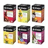 Stash Tea Fruity Herbal Tea 6 Flavor Tea Sampler, 6 boxes With 18-20 Tea Bags Each