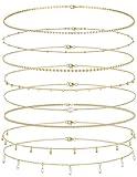 Tornito 8Pcs Waist Belly Chain 18K Gold Plated CZ Pearl Bead Belly Chain Summer Beach Sexy Body Chains Jewelry Accessories for Women Adjustable