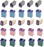 25 Pack Micro Cartridge Fuses,15 Amp Micro Fuse,20 Amp Micro Fuse,25 Amp Micro Fuse,30 Amp Micro Fuse,40 Amp Micro Fuse,FMM Fuses Kit MCASE Type for Cars,SUVs and Trucks,Multi Color