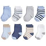 Touched by Nature baby boys Organic Cotton Casual Socks, Tan Lt. Blue, 0-6 Months US
