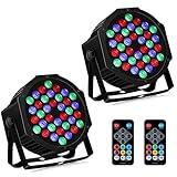 36 LED Stage Lights RGB DJ LED Par Light Remote & DMX Controlled Sound Activated Auto Play Uplights for Wedding Birthday Christmas Holiday Music Show Dance Party Stage Lighting-2 Pack