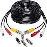 100ft 3-in-1 BNC Security Camera Cable – Pure Copper Audio Video Power Wire for CCTV, DVR, Surveillance Systems – Premium All-in-One Cable with BNC & RCA Connectors – Superior Signal & Noise Reduction