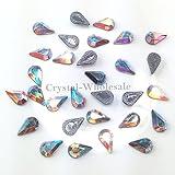 Swarovski Crystal AB (001 AB) Swarovski 2300 Teardrop - 8x4.8mm Flatbacks Hotfix Rhinestones 12 pcs Nail Art