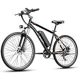 Jasion EB5 Electric Bike for Adults with Peak 750W Brushless Motor, 40Miles 20MPH Commuting Electric Mountain Bike with 360Wh Removable Battery, 7-Speed, 26" Tires and Front Fork Suspension