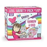 Weruva B.F.F. OMG - Best Feline Friend Oh My Gravy!, Rainbow A Gogo Variety Pack! Cat Food, 3oz Pouch (Pack of 12)