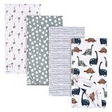 Gerber Unisex Baby 100% Cotton Flannel Receiving Blankets 30x30 Inches (Pack of 4), Dino Time, One Size