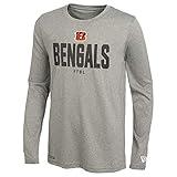 New Era NFL Men's Grids Dri-Tek Cool Grey Long Sleeve T-Shirt, Adult Football Tagless Shirt, Cincinnati Bengals, XX-Large