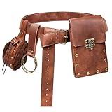 Renaissance Belt Pouch Coin Purse Skirt Hike Set Medieval Festival Costume Halloween Accessories Casual Fanny Pack Waist Bag (2Pouch-Brown)