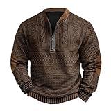 Early Cyber Of Monday Deals 2024 Graphic Hoodies For Men Sudadera De Hombre Mens Quarter Zip Sweatshirt Vintage Knit Print Graphic Sweatshirt Whitecloths Life Clothing Collar Neck Workwear Top Brown