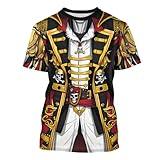 THE PIRATE KING Anime Pirate Captain T-Shirt Tuxedo T-Shirt Funny Cosplay Costume Tee Crewneck Short Sleeve Casual Top Unisex Black