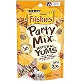 Purina Friskies Natural Cat Treats, Party Mix Natural Yums With Real Chicken & Vitamins, Minerals & Nutrients - (Pack of 10) 2.1 oz. Pouches