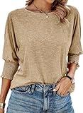 Dokotoo Womens Tops Long Sleeve Shirts for Women Summer Spring 2025 Teacher Outfits Fashion Trendy 3/4 Length Sleeve Tops Blouses Women Dressy Casual Business Women's T-Shirts Green Tshirts Clothes