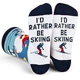 I'd Rather Be - Funny Socks For Men & Women - Gifts For Golfing, Hunting, Camping, Hiking, Skiing, Reading, Sports and more (US, Alpha, One Size, Regular, Regular, I'd Rather Be Skiing)