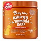 Zesty Paws Dog Allergy Relief- Dog Itching Skin Relief- Dog Probiotics for Itchy Skin and Itchy Ears- Dog Allergy Paw Relief- Dog Allergy Chews- Dog Itch Relief - Dog Skin Allergy Relief - PB - 90ct