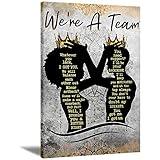 African American Wall Art, Black King And Queen Canvas Print, Painting, Picture, Artwork, Black Girl Inspirational Quote, Wall Decor, For Living Room, Bedroom, Office, Home Decor, 12x18 Inch No Frame