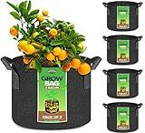 Utopia Home 5 Pack 5 Gallon Grow Bags, 300G Thickened Nonwoven Plant Fabric Pots for Outdoor, Grow Pots, Garden Plant Bags, Aeration Fabric Planters for Fruits, Vegetables and Flowers