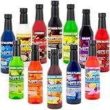 12.7oz Pure Cane Sugar Sno-Cone Syrup-Contains No High Fructose Corn Syrup (12 Flavor Variety Pack)