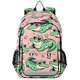Alligator Crocodiles Laptop Backpack Purse for Women Men School Bag 17 Inch Bookbag Student Boys Girls Travel Casual Daypack