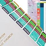 Index Tabs for Catechism of The Catholic Church, Color Coded Clear PVC Laminated Bible Tabs, with Alignment Guide and Page Numbers Sheet Included, Tear-Resistant & Waterproof