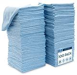 S&T INC. 100 Pack Microfiber Cleaning Cloth, Bulk Microfiber Towel for Home, Reusable Microfiber Towels for Cars, Light Blue, 11.5 in. x 11.5 in., 100 Count