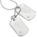 COOLSTEELANDBEYOND Classic Two-Pieces Mens Military Army Dog Tag Pendant Necklace with 28 inches Ball Chain