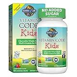 Garden of Life Vegetarian Multivitamin Supplement for Kids, Vitamin Code Kids Chewable Raw Whole Food Vitamin with Probiotics, 60 Chewable Bears