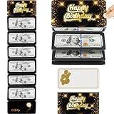 JOYJOM Money Holder for Cash Gift Birthday, Surprise Money Envelopes for Cash Gifts, Happy Birthday Money Gift Card for Men Women Girls Boys(Black & Gold)