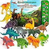 Li'l-Gen Dinosaur Toys for Kids 3-5 - Interactive Dinosaur Sound Book with Realistic Roars and 12 Large 7-Inch Dinosaur Figurines - Engaging Toddler Learning Toys for Imaginative Play - No Mat