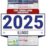 2025 Illinois State and Federal Labor Law Poster - OSHA Workplace Compliant - Mandatory Regulations Posting for Employees - All in One Required Compliance Posting 16" x 40" Laminated (English)