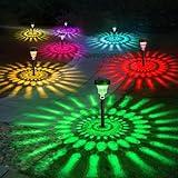 ROOR Solar Pathway Lights 8 Pack, Outdoor Solar Yard Lights, RGB Color Changing+Warm White, IP67 Waterproof LED Solar Lights for Garden Path Backyard Christmas Lawn Landscape Decorative