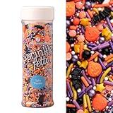 Sweets Indeed Toil & Trouble Halloween Sprinklefetti Mix – 4 oz Jar | Sprinkles with Pumpkins, Bats, Jimmies, Nonpareils, Sugar Pearls & Quins | Spooky Cookie & Cupcake Decorations