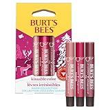 Burt's Bees Shimmer Lip Tint Stocking Stuffers Set, Tinted Lip Balm, Moisturizing for All Day Hydration with Natural Glowy Pigmented Finish & Buildable Color, Kissable Color, Warm Collection (3-Pack)