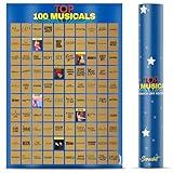 scrachit Top 100 Broadway Musicals Scratch Off Poster - Extra Large Illustrations - size 23"x17" - Gifts For Theatre Lovers