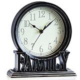 AYRELY® 6.5-Inches Table Clock, Vintage Family Non-Ticking Desk Clock, Retro Mantel Clocks for Living Room, Bedroom, Shelf, Fireplace, Farmhouse Décor (Black)