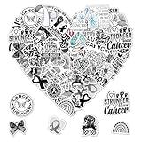 50 Pack Pcs Lung Cancer Awareness Ribbon Stickers for Water Bottles Waterproof Vinyl Laptop Luggage Inspirational Sticker Packs Bulk Set Teens Adults Women Aesthetic Small Decals