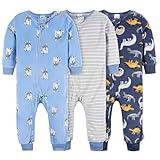 Gerber Baby Boy's Flame Resistant Fleece Footless Pajamas 3-Pack, Dogs/Dinos